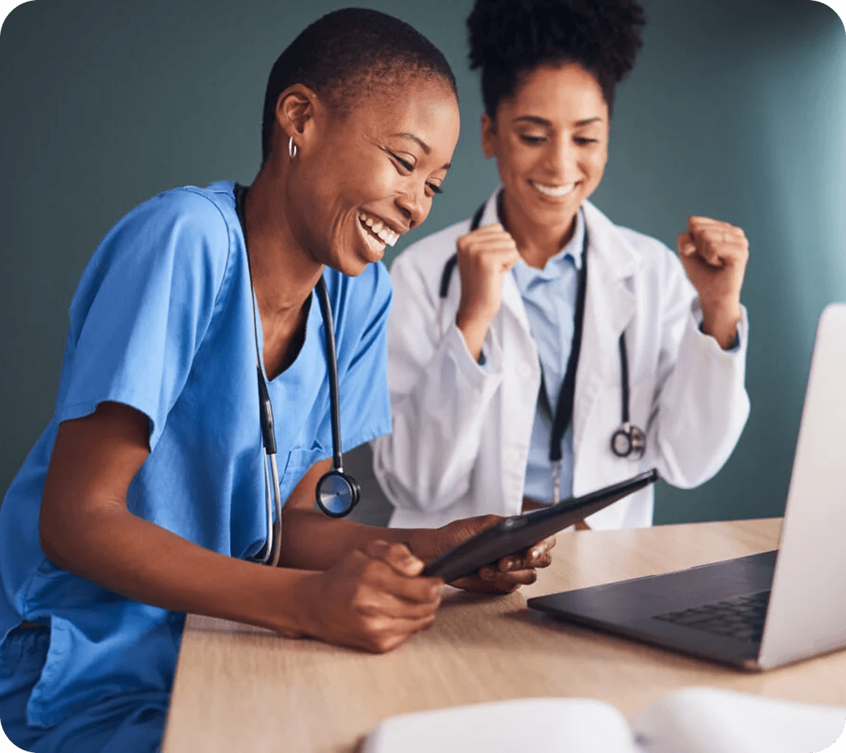 Happy woman waving at laptop during therapy session